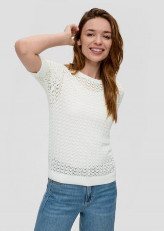 s.Oliver Stricktop im Slim Fit - creme