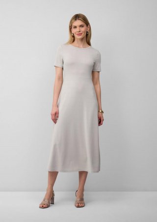s.Oliver Tailliertes Midikleid aus Viskosemix aus Glitzergarn - helles beige