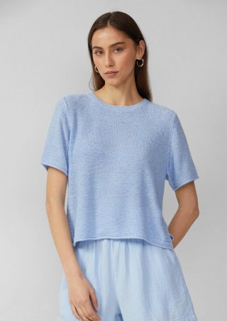 s.Oliver Kurzarmpullover aus Bändchengarn - hellblau