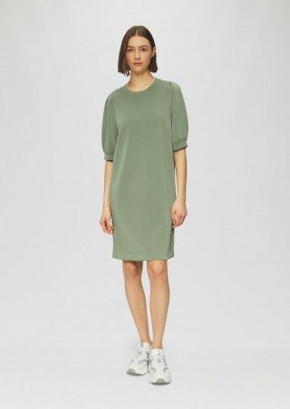 s.Oliver Kurzes Scuba-Kleid mit Faltendetail am Arm - dunkles salbeigrün