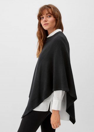 s.Oliver Poncho aus Baumwollmix - schwarz