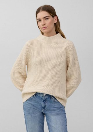s.Oliver Strickpullover mit weitem Arm und Turtleneck - helles sand