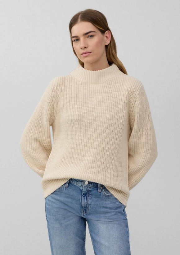 s.Oliver Strickpullover mit weitem Arm und Turtleneck - helles sand
