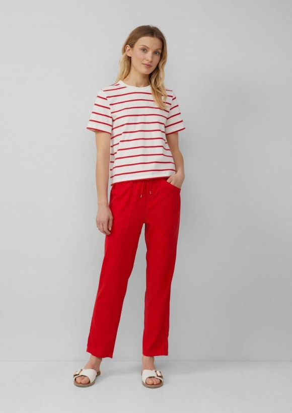 s.Oliver Ankle-Jogpants aus Leinenmix - rot