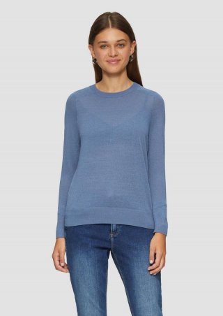 s.Oliver Feinstrickpullover in Glitzeroptik - blau