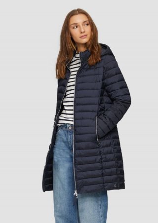 s.Oliver Lange Steppjacke mit abnehmbarer Kapuze - navy