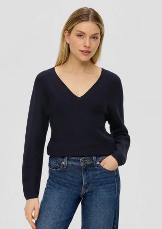 s.Oliver Pullover mit V-Ausschnitt - navy