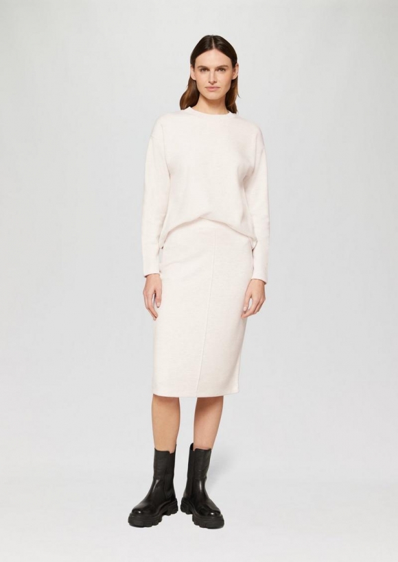 s.Oliver Weicher Midi-Rock aus Sweat - beige