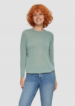 s.Oliver Feinstrickpullover in Glitzeroptik - salbeigrün