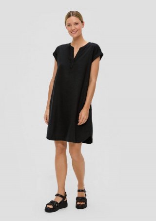 s.Oliver Midi-Kleid mit Tunika-Ausschnitt - schwarz