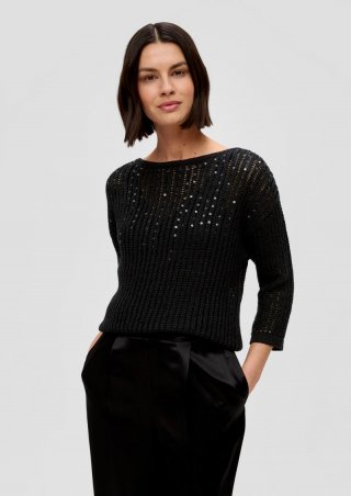 s.Oliver Strickpullover aus Baumwollmix - schwarz