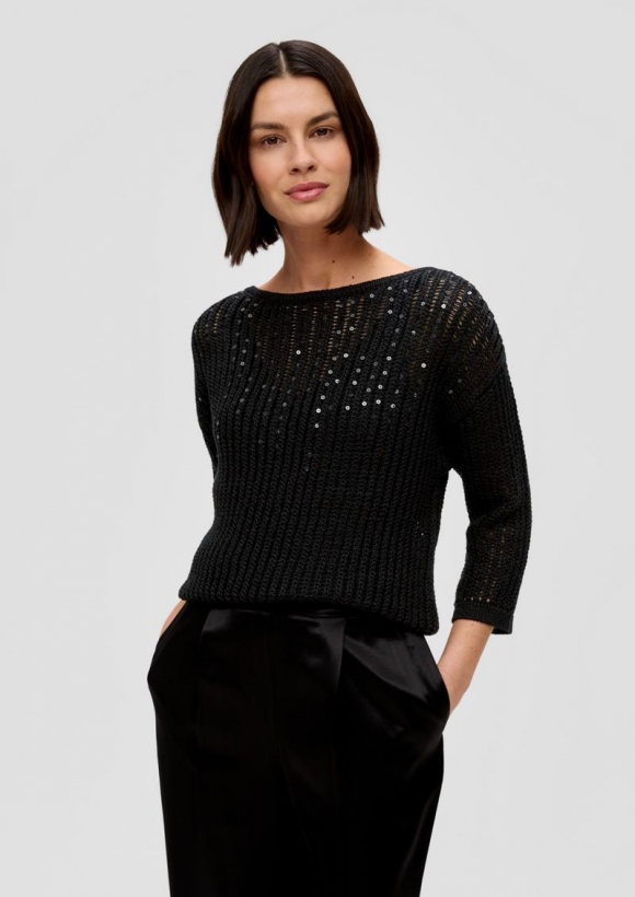 s.Oliver Strickpullover aus Baumwollmix - schwarz s.Oliver Strickpullover aus Baumwollmix - schwarz