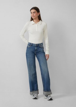 s.Oliver Jeans Catie / Slim Fit / Mid Rise/ Wide Leg / mit Umschlag - blau