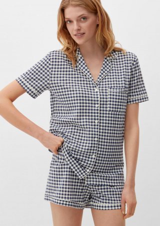 s.Oliver Kurzer Pyjama mit Vichy-Muster - tiefblau