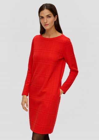 s.Oliver Jacquard-Kleid mit Viskose - rot