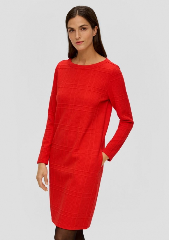 s.Oliver Jacquard-Kleid mit Viskose - rot