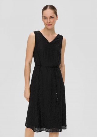s.Oliver Kleid mit Kordelzug und verdecktem Reißverschluss - schwarz