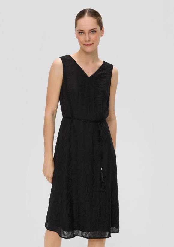 s.Oliver Kleid mit Kordelzug und verdecktem Reißverschluss - schwarz