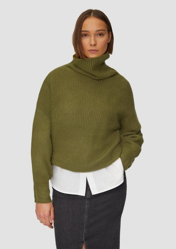 s.Oliver Oversized Pullover mit Rollkragen - guacamole