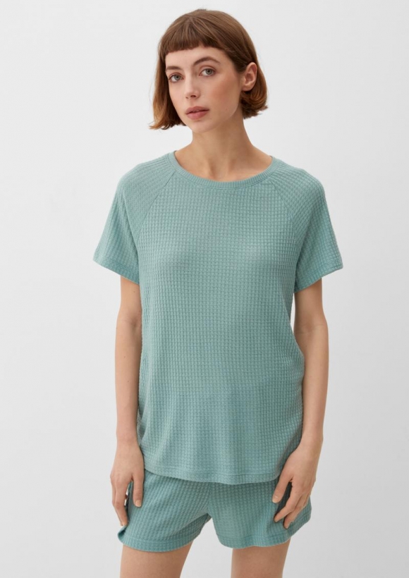 s.Oliver Nachtshirt in Waffelpiqué-Struktur - ozeangrün