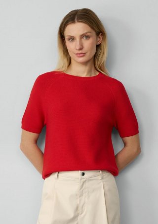 s.Oliver Strickpullover mit feiner Rippstruktur - rot