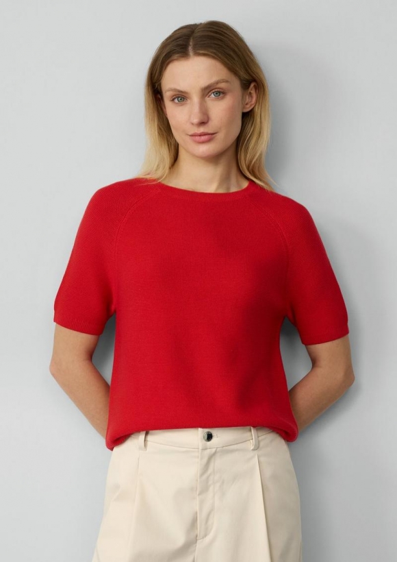 s.Oliver Strickpullover mit feiner Rippstruktur - rot