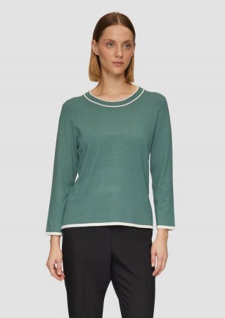 s.Oliver Strickpullover mit verkürzten Ärmeln und Kontrast-Details - petrol