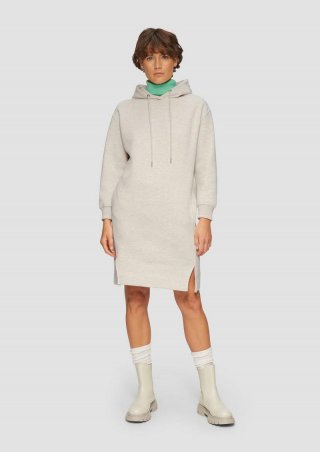 s.Oliver Sweat-Kleid mit seitlichen Eingrifftaschen und Schlitzen - beige