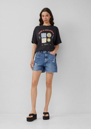 s.Oliver Jeans-Shorts Mom / Relaxed Fit / High Rise - blau
