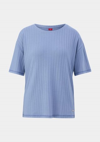 s.Oliver Pyjama-Shirt mit Rippstruktur - blassblau