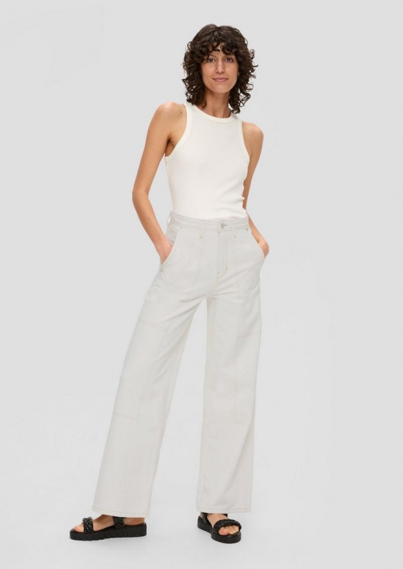 s.Oliver Jeans Suri / Regular Fit / High Rise / Wide Leg - ecru