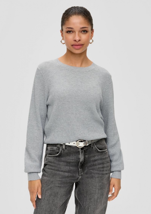 s.Oliver Feinstrickpullover mit Glitzergarn - grau meliert