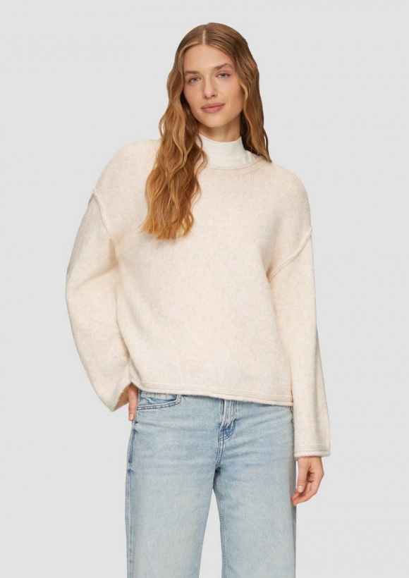 s.Oliver Strickpullover mit weiten Ärmeln im Relaxed Fit - beige