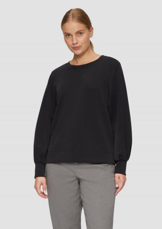 s.Oliver Scuba-Sweatshirt mit weiten Ärmeln - schwarz