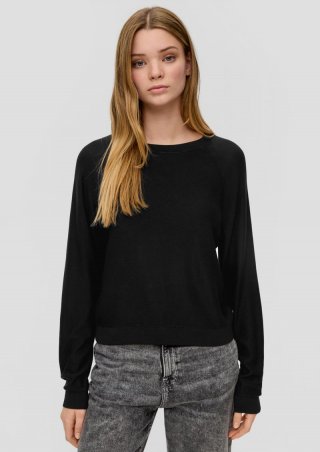 s.Oliver Feinstrickpullover aus Viskosemix - schwarz