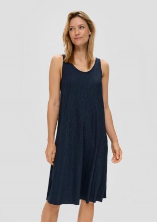 s.Oliver Plissiertes Jersey-Kleid im Relaxed Fit - tiefblau