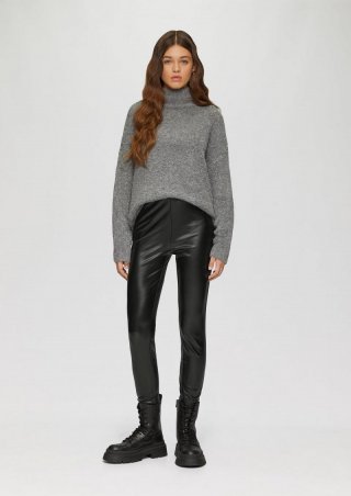 s.Oliver Leggings in Fake-Leather-Optik - schwarz