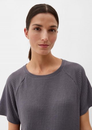 s.Oliver Nachtshirt in Waffelpiqué-Struktur - schiefergrau