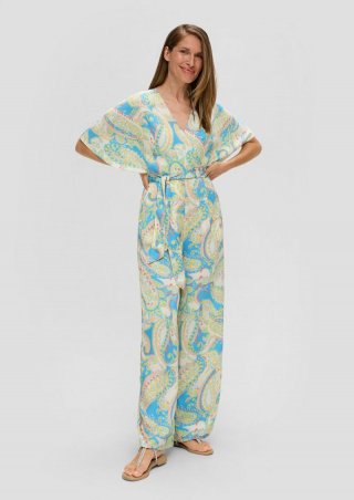 s.Oliver Satin-Jumpsuit mit weitem Bein - ecru