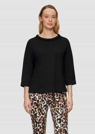 s.Oliver Strukturiertes Sweatshirt mit Rundhalsausschnitt - schwarz
