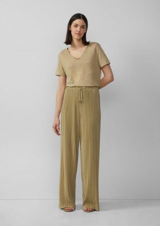 s.Oliver Plissierte Wide-Leg-Hose im Relaxed Fit - hellbraun