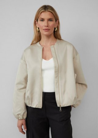 s.Oliver Satinierter Oversize-Blouson mit elastischem Saum - beige