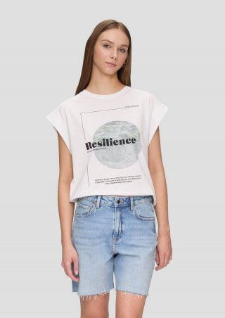 s.Oliver Jeans-Bermuda / High Rise / gefranster Saum - blau