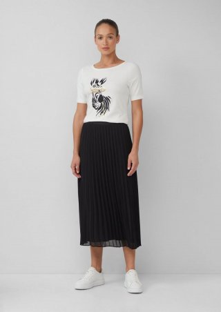 s.Oliver Plissierter Chiffonrock mit Satinfutter - schwarz