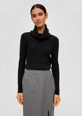 s.Oliver Strickpullover mit Turtleneck - schwarz