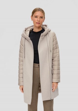 s.Oliver Outdoor-Mantel aus Materialmix - sandfarben