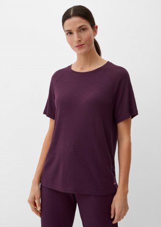 s.Oliver Nachtshirt in Waffelpiqué-Struktur - aubergine
