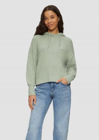 s.Oliver Flauschiger Strick-Hoodie - salbeigrün