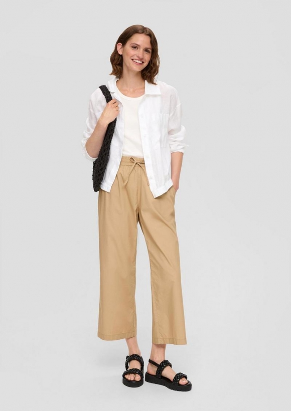 s.Oliver Culotte aus Baumwolle mit Elastikbund und Tunnelzug - beige