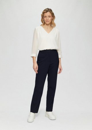 s.Oliver Regular: Straight Leg-Hose mit Waffelpiqué-Struktur - navy